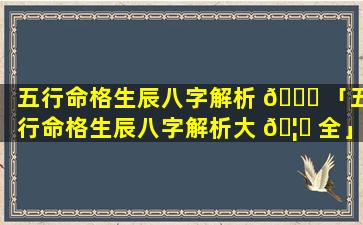 五行命格生辰八字解析 🐕 「五行命格生辰八字解析大 🦉 全」